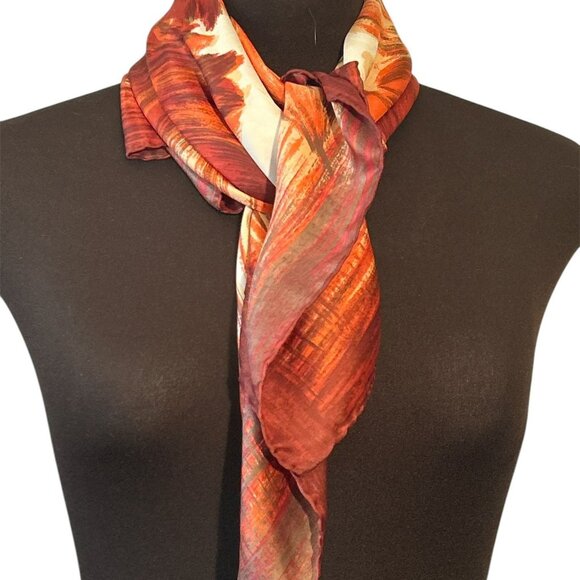 Vintage Scarf ~ Flower Pattern Autumn Vibes Square 27” X 27” - Picture 1 of 6